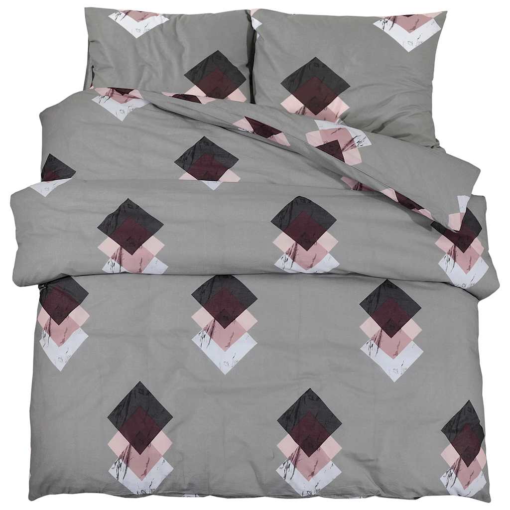 Set posteljine za poplun sivi 140 x 200 cm pamučni