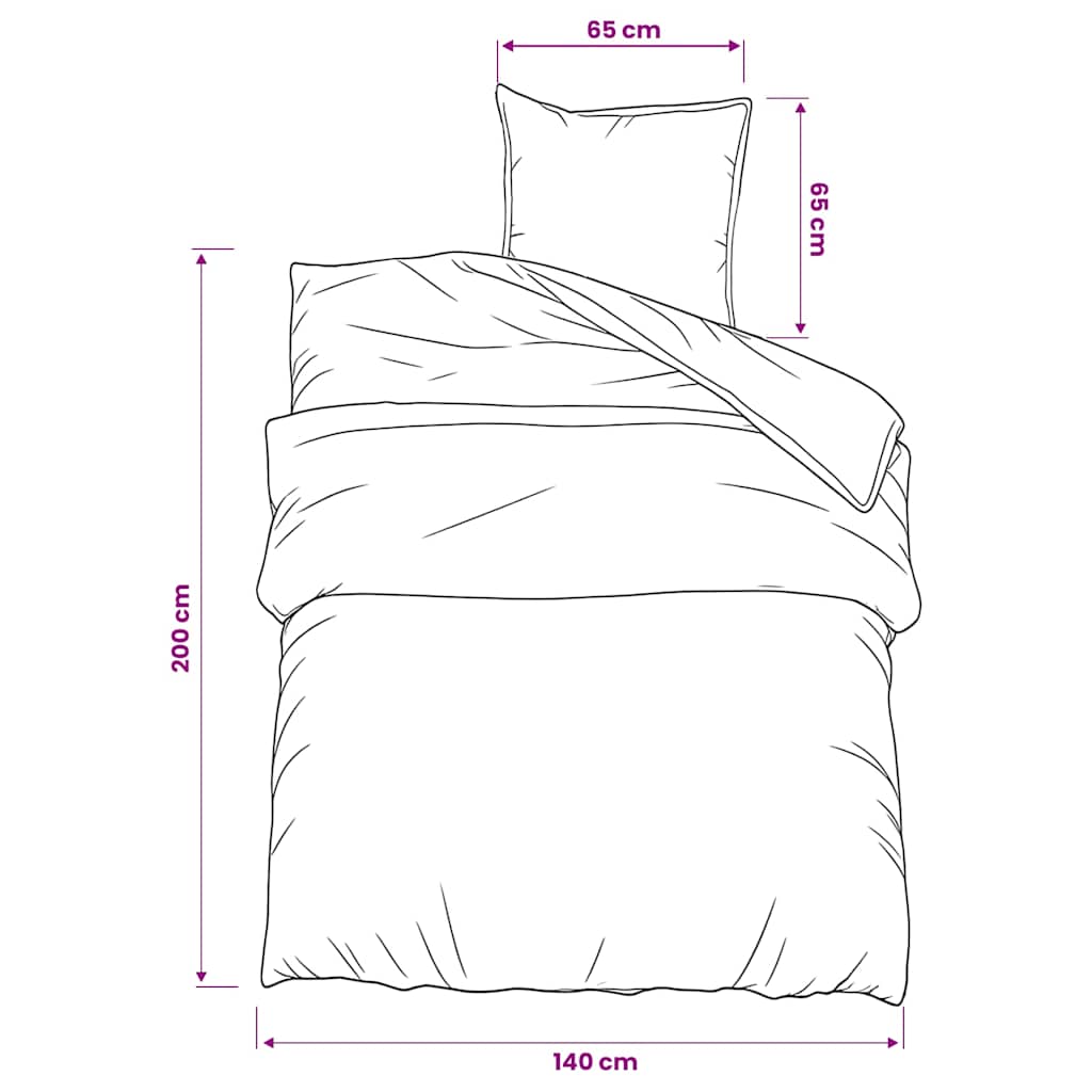 Set posteljine za poplun sivi 140 x 200 cm pamučni