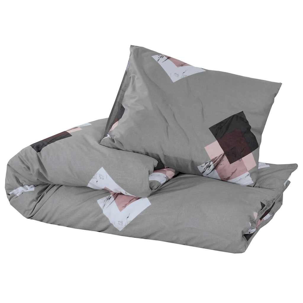 Set posteljine za poplun sivi 260 x 240 cm pamučni