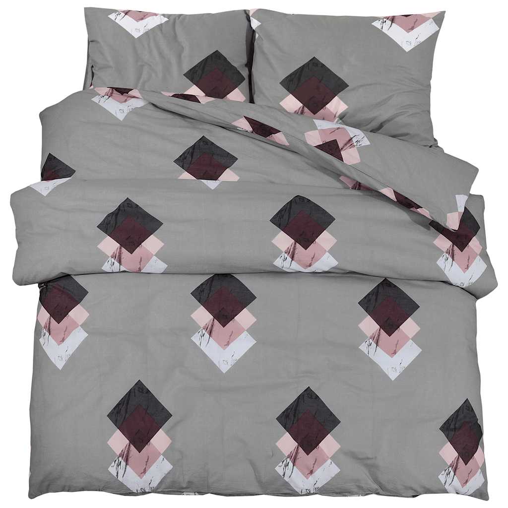 Set posteljine za poplun sivi 260x220 cm pamučni