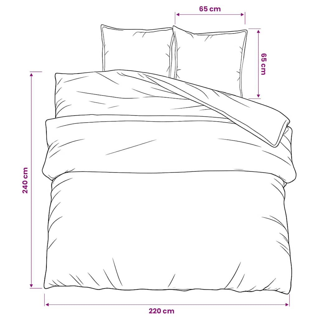 Set posteljine za poplun tamnosivi 220 x 240 cm pamučni