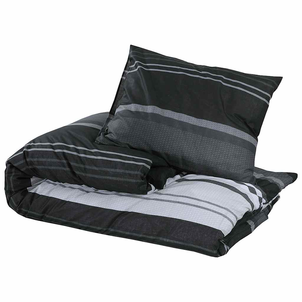 Set posteljine za poplun crno-bijeli 135 x 200 cm pamučni