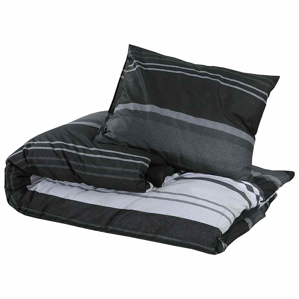 Set posteljine za poplun crno-bijeli 260 x 220 cm pamučni