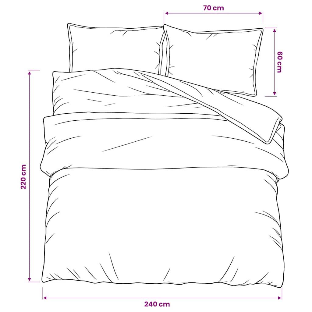 Set posteljine za poplun crni 240 x 220 cm pamučni