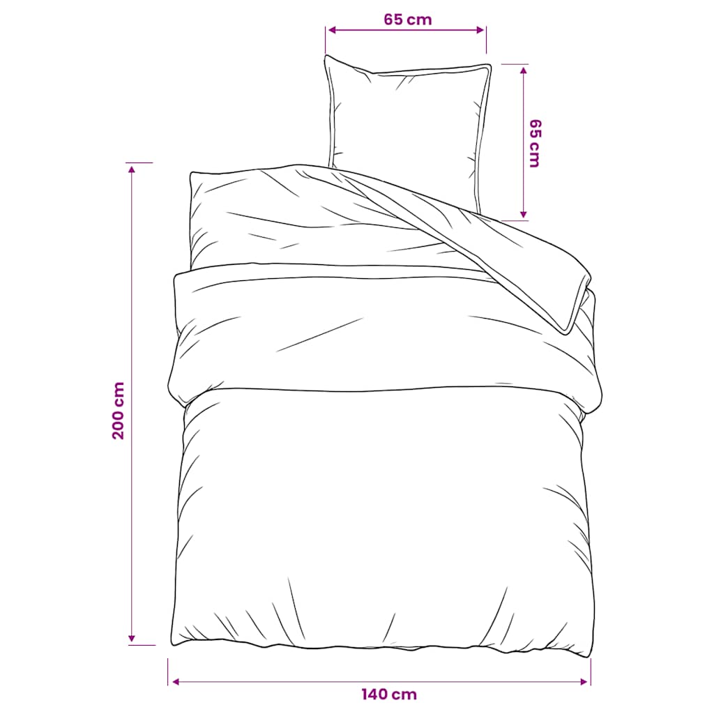 Set posteljine za poplun crna 140 x 200 cm pamučni