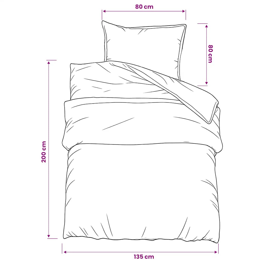 Set posteljine za poplun crni 135 x 200 cm pamučni