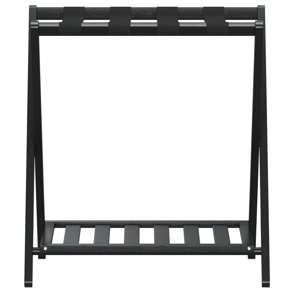 Stalak za prtljagu crni 68 x 38 x 58 cm od bambusa