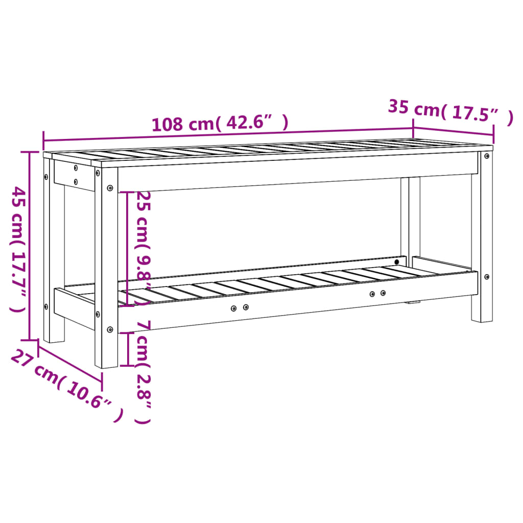 Vrtna klupa 108x35x45 cm od impregnirane borovine
