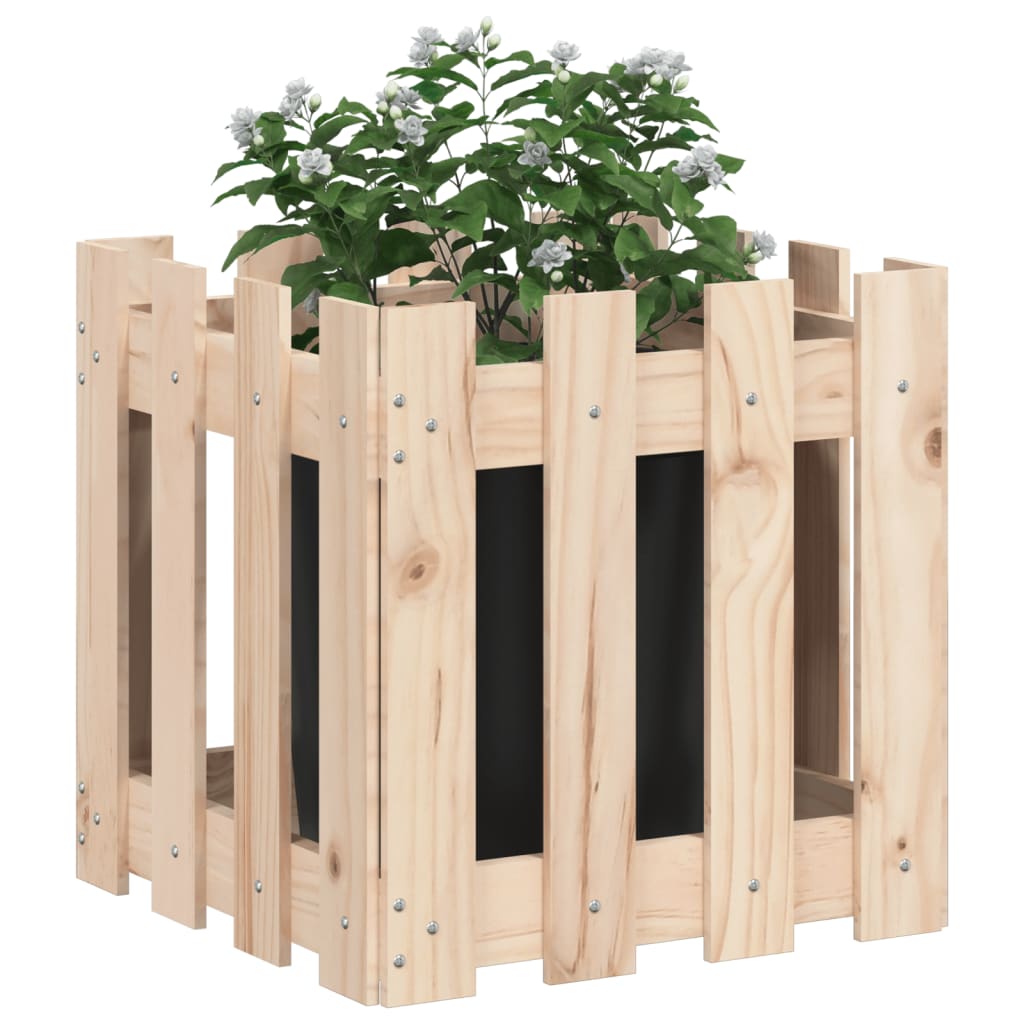 Vrtna sadilica s izgledom ograde 40x40x40 cm masivna borovina