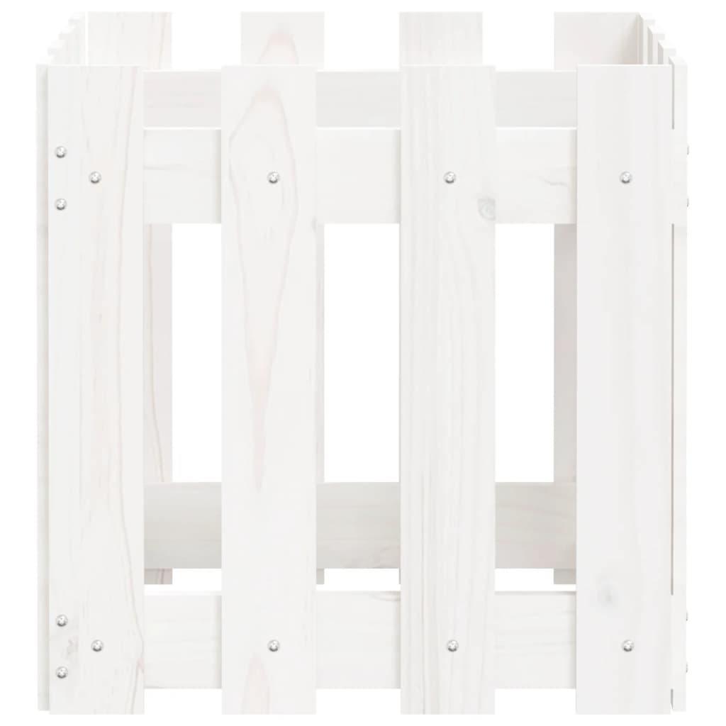 Vrtna sadilica s izgledom ograde bijela 40x40x40 cm od borovine