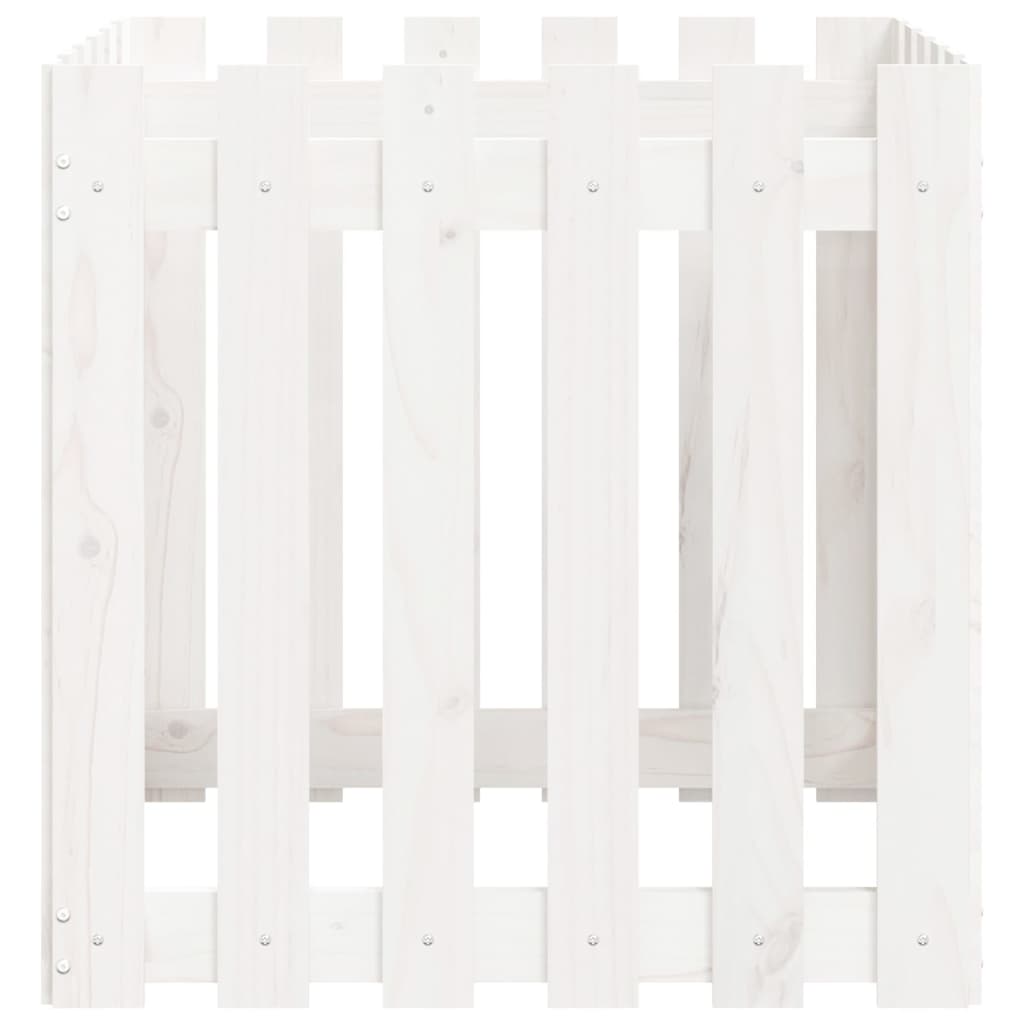 Vrtna sadilica s izgledom ograde bijela 60x60x60 cm od borovine