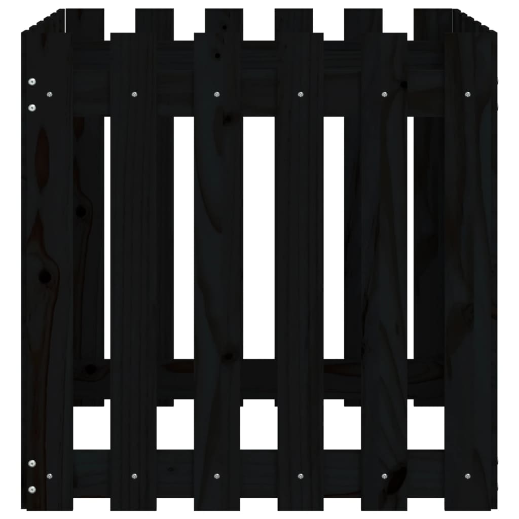 Vrtna sadilica s izgledom ograde crna 60x60x60 cm od borovine