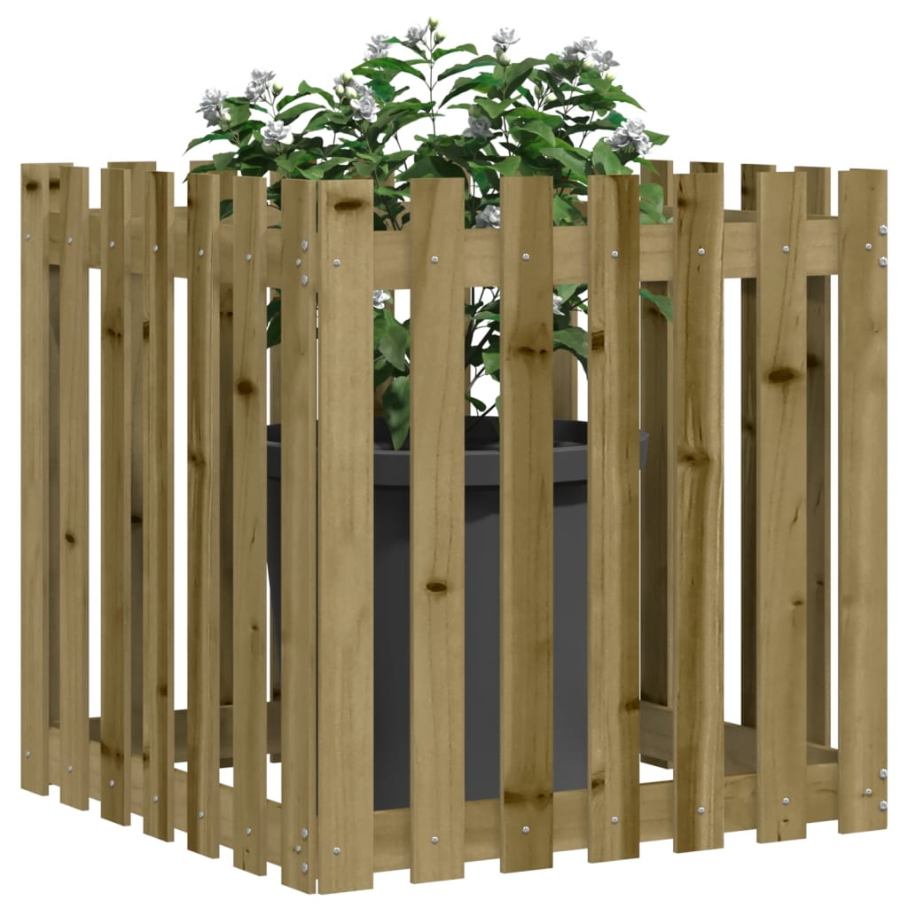 Vrtna sadilica s izgledom ograde 70 x 70 x 70 cm od borovine