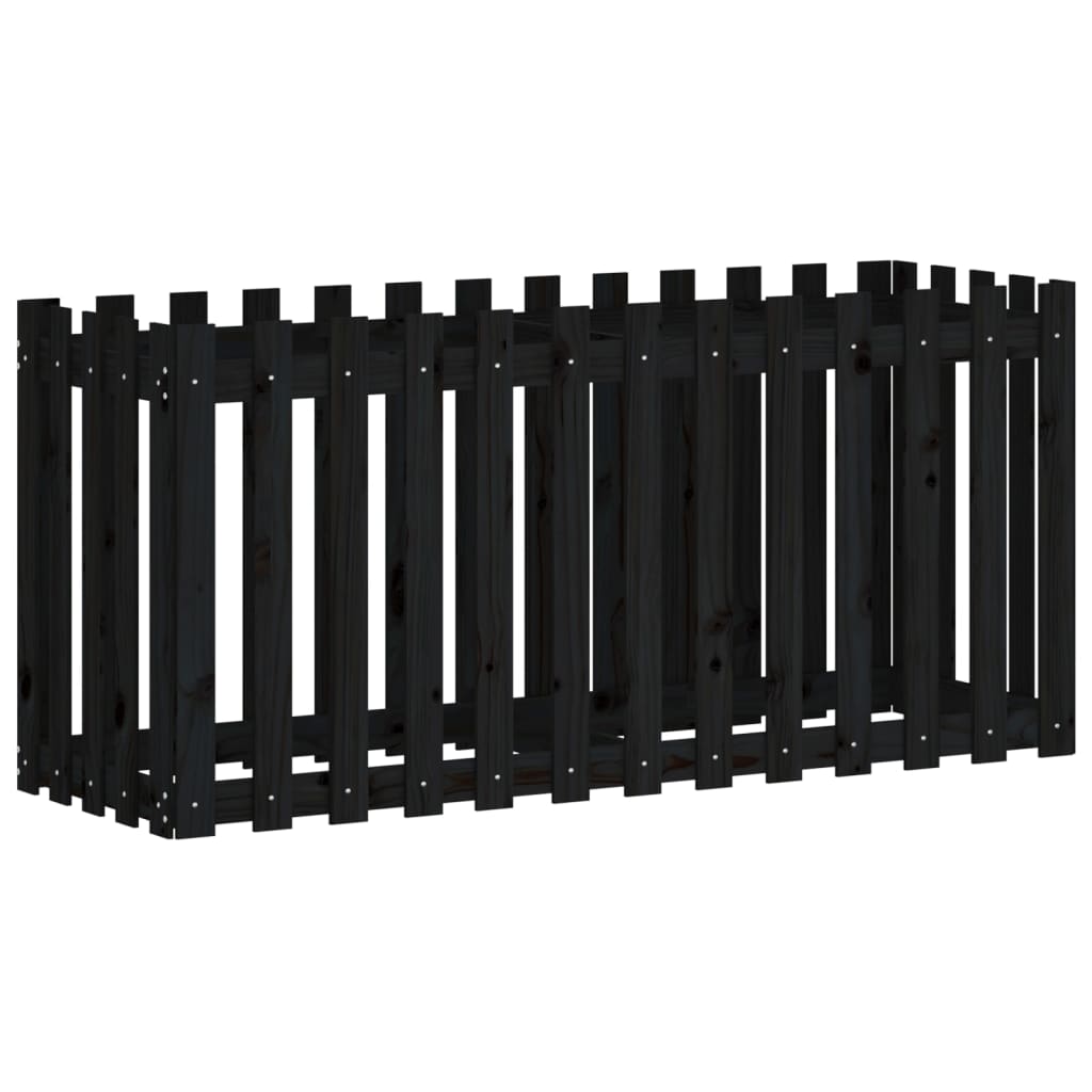 Povišena vrtna gredica crna 150 x 50 x 70 cm masivna borovina