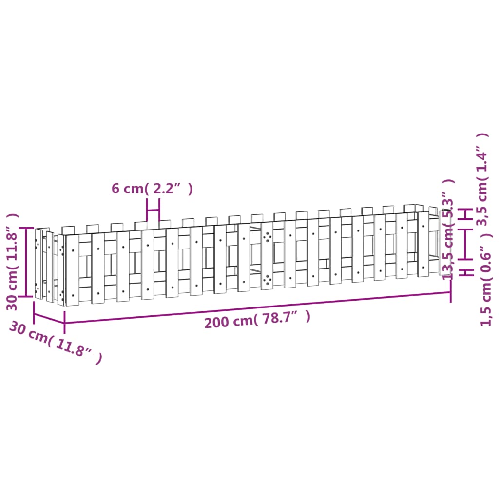 Povišena vrtna gredica 200x30x30 cm od masivne duglazije