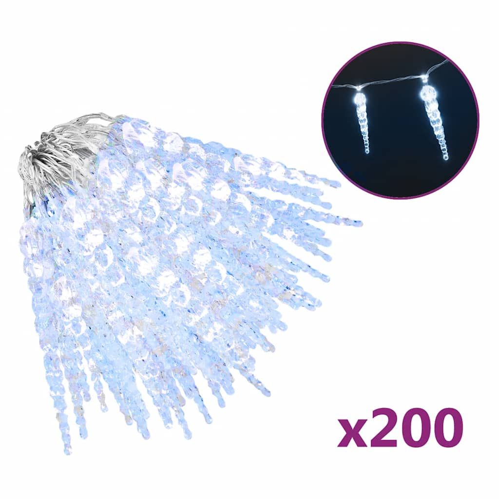 Božićna lampica u obliku ledenice 200 LED dioda hladno bijela 20 m akril PVC