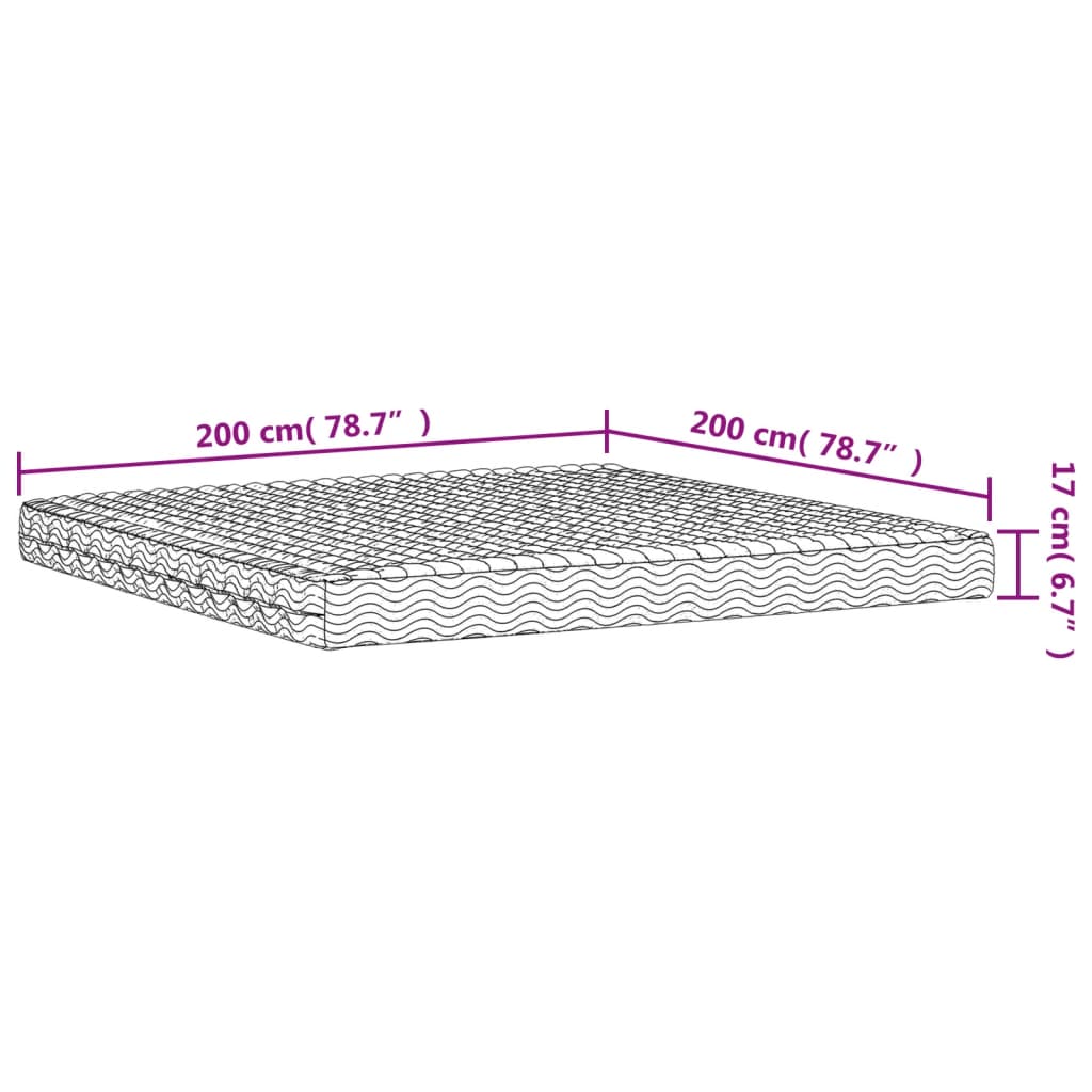 Madrac od pjene bijeli 200 x 200 cm tvrdoća H2 H3