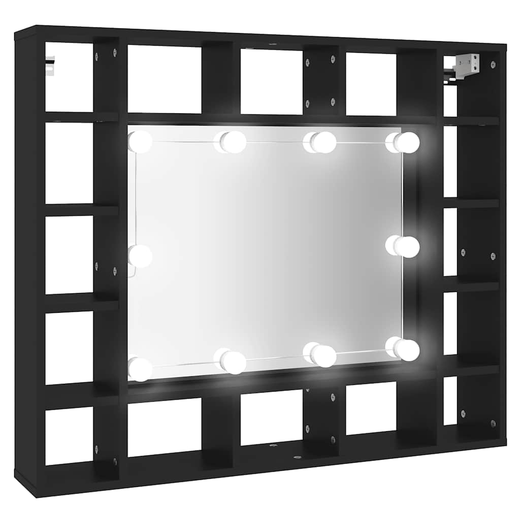 LED ormarić s ogledalom crni 91 x 15 x 76,5 cm