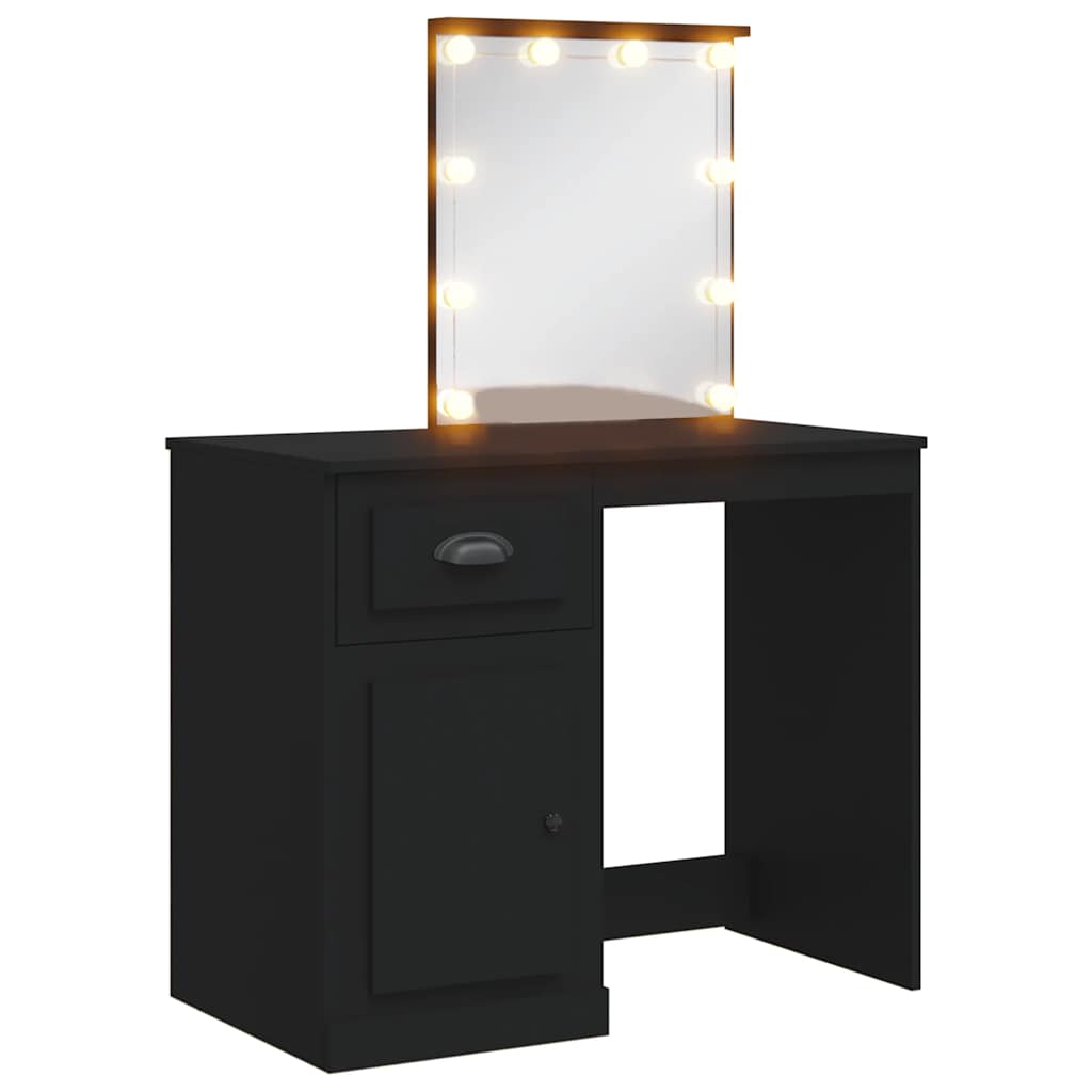 Toaletni stolić s LED svjetlima crni 90 x 42 x 132,5 cm