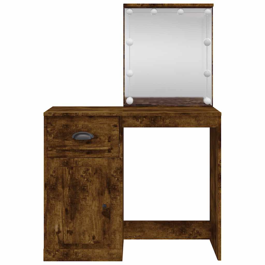 Toaletni stolić LED boja dimljenog hrasta 90 x 42 x 132,5 cm