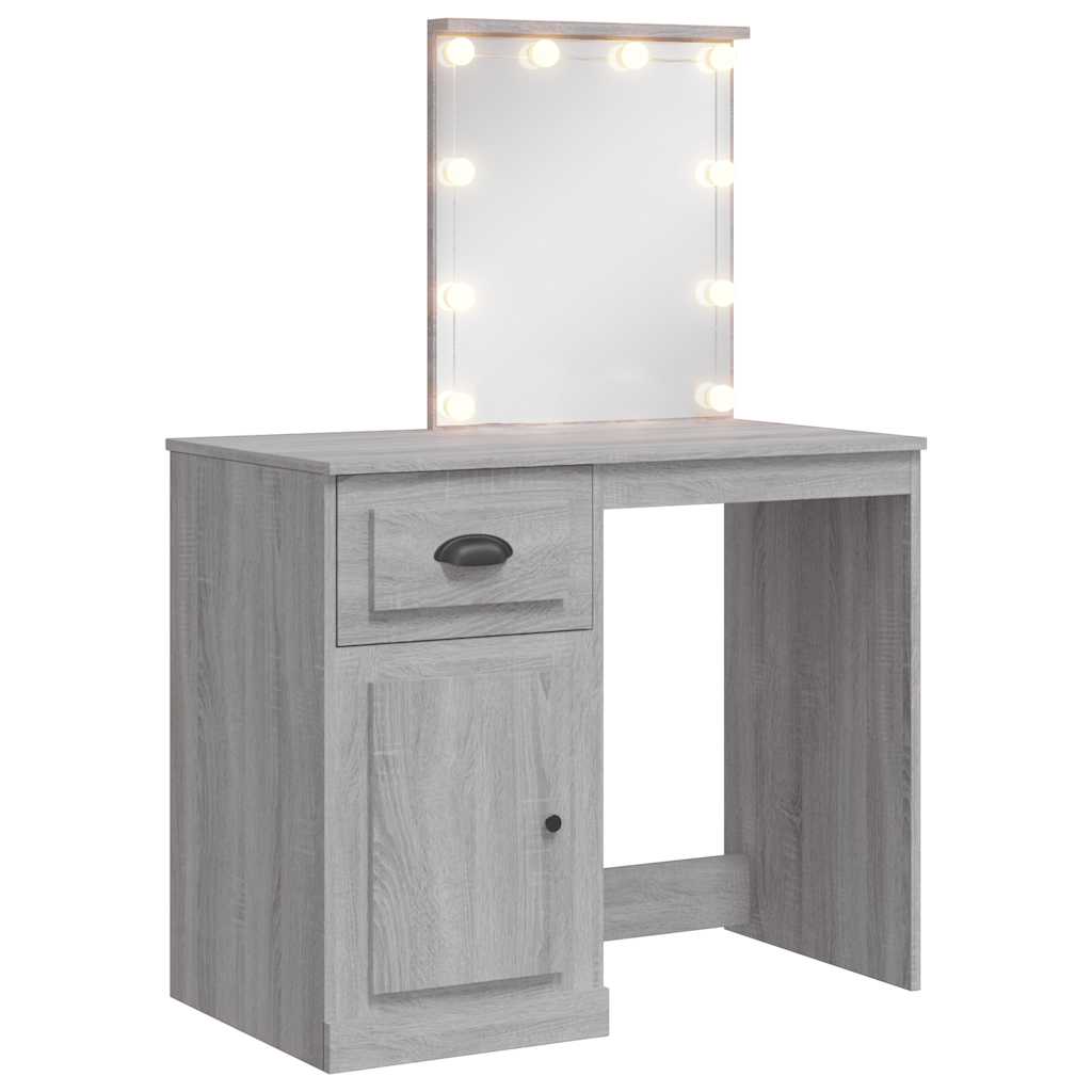 Toaletni stolić s LED svjetlima sivog sonome 90x42x132,5 cm