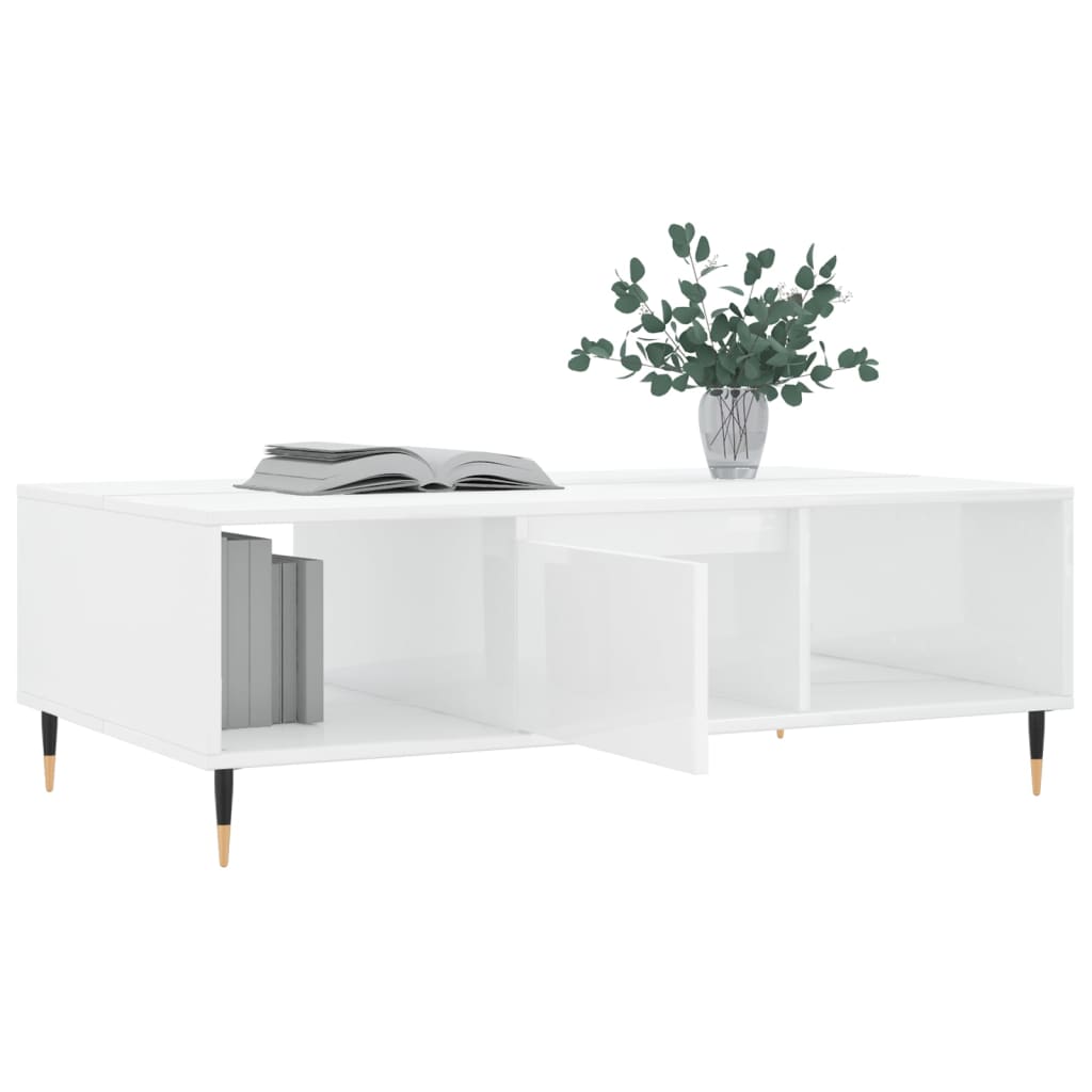 Stolić za kavu sjajni bijeli 104 x 60 x 35 cm konstruirano drvo