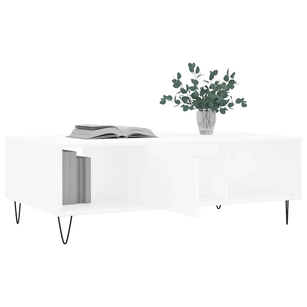 Stolić za kavu bijeli 104 x 60 x 35 cm od konstruiranog drva