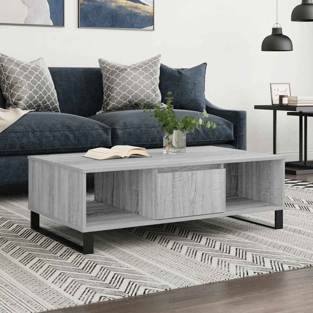 Stolić za kavu siva boja hrasta 104x60x35 cm konstruirano drvo
