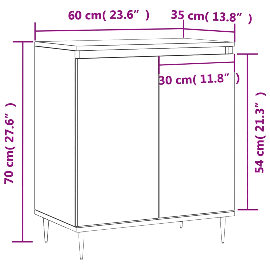 Komoda sivog hrasta sonome 60x35x70 cm od konstruiranog drva
