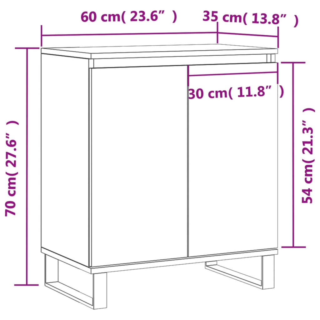 Komoda siva boja betona 60x35x70 cm od konstruiranog drva