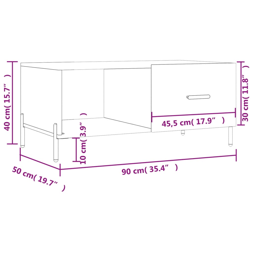 Stolić za kavu boja hrasta 90x50x40 cm konstruirano drvo