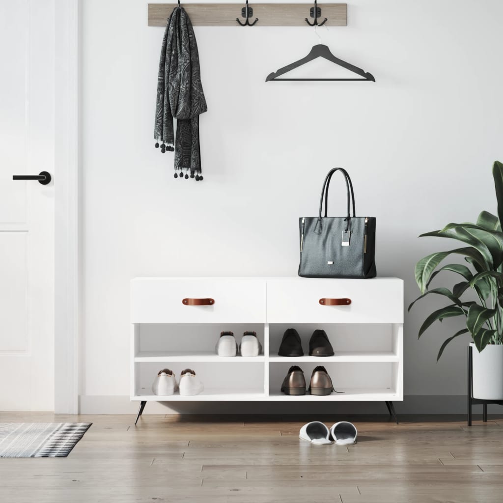 Klupa za cipele bijela 102 x 35 x 55 cm od konstruiranog drva