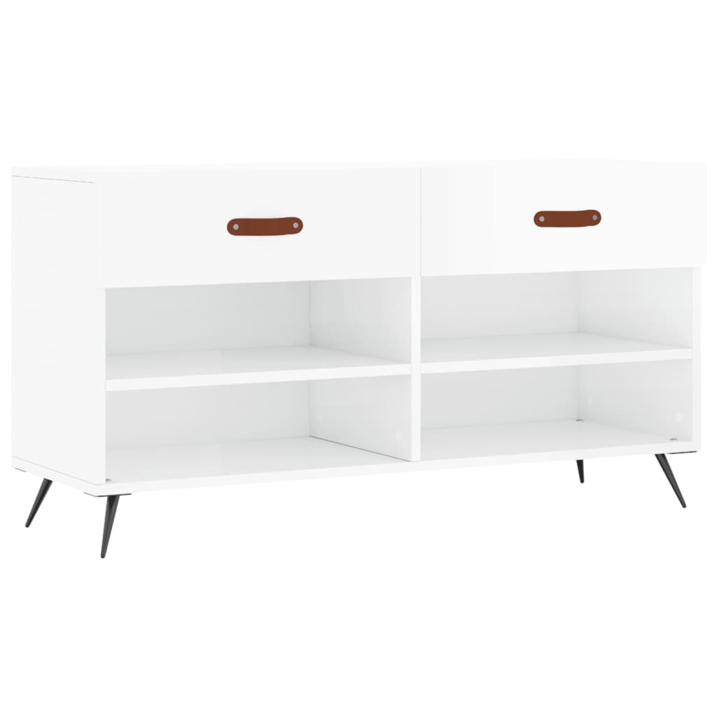 Klupa za cipele sjajna bijela 102x35x55 cm konstruirano drvo