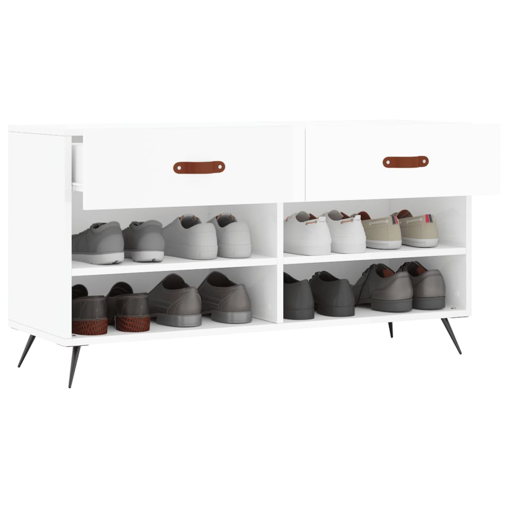 Klupa za cipele sjajna bijela 102x35x55 cm konstruirano drvo