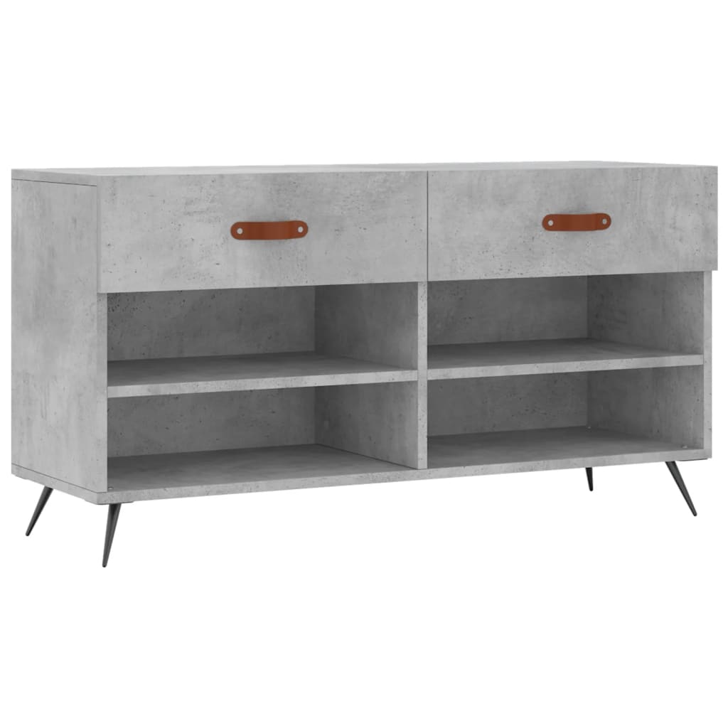 Klupa za cipele siva boja betona 102x35x55 cm konstruirano drvo