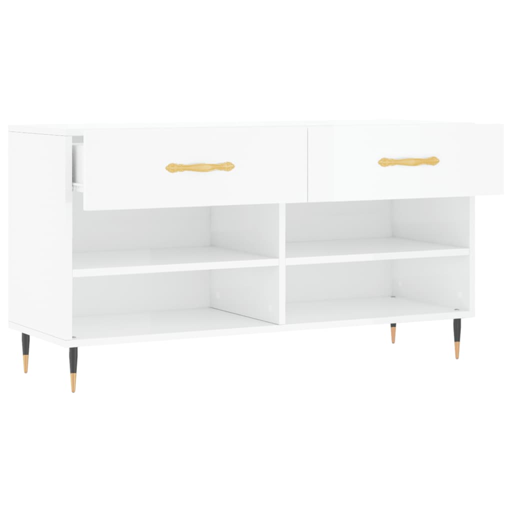 Klupa za cipele sjajna bijela 102x35x55 cm konstruirano drvo