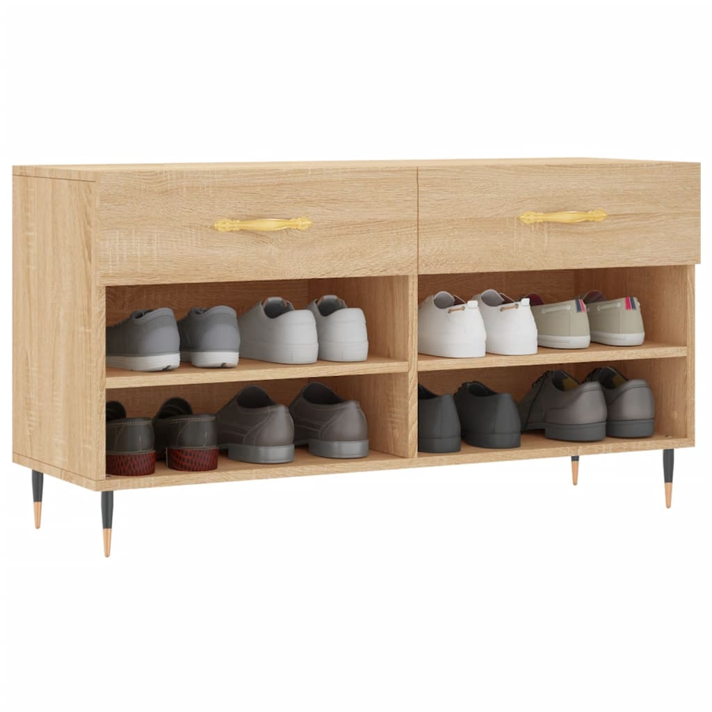Klupa za cipele boja hrasta 102 x 35 x 55 cm konstruirano drvo