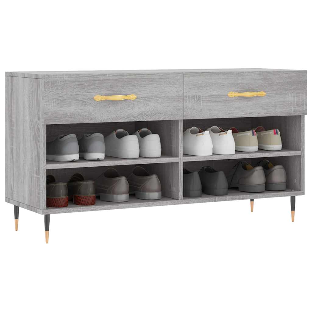 Klupa za cipele siva boja hrasta 102x35x55 cm konstruirano drvo