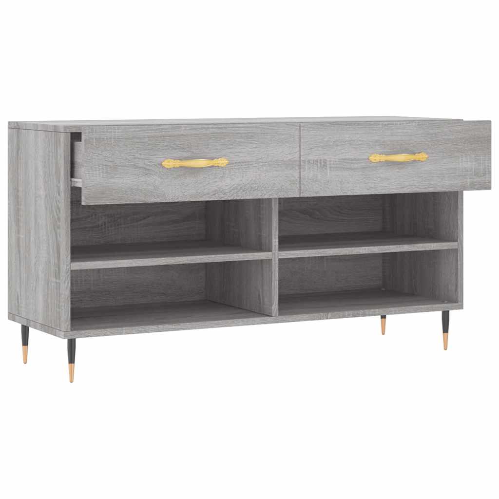 Klupa za cipele siva boja hrasta 102x35x55 cm konstruirano drvo