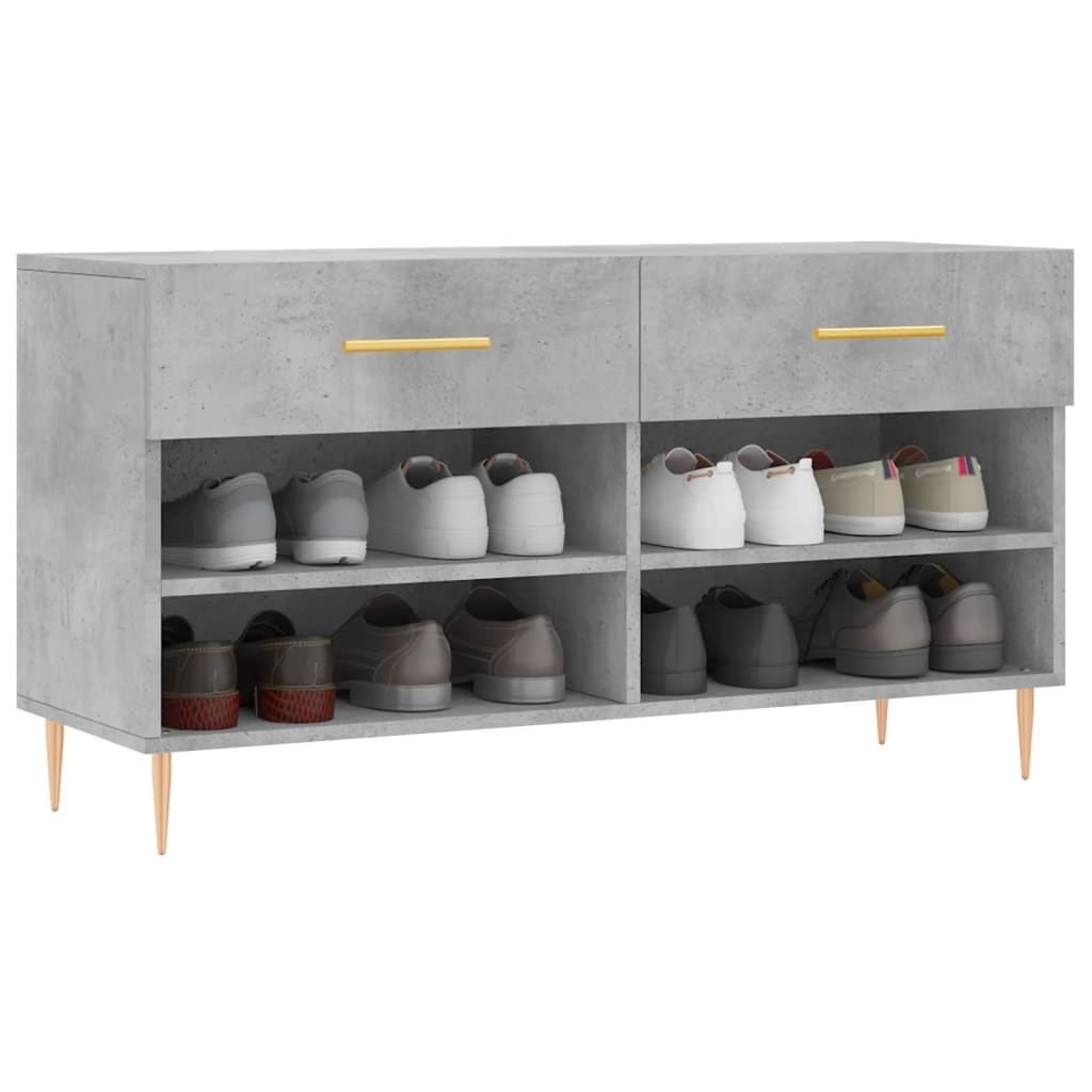 Klupa za cipele siva boja betona 102x35x55 cm konstruirano drvo