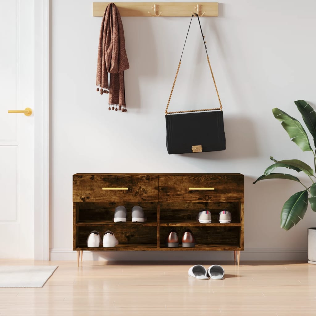 Klupa za cipele boja hrasta 102 x 35 x 55 cm konstruirano drvo