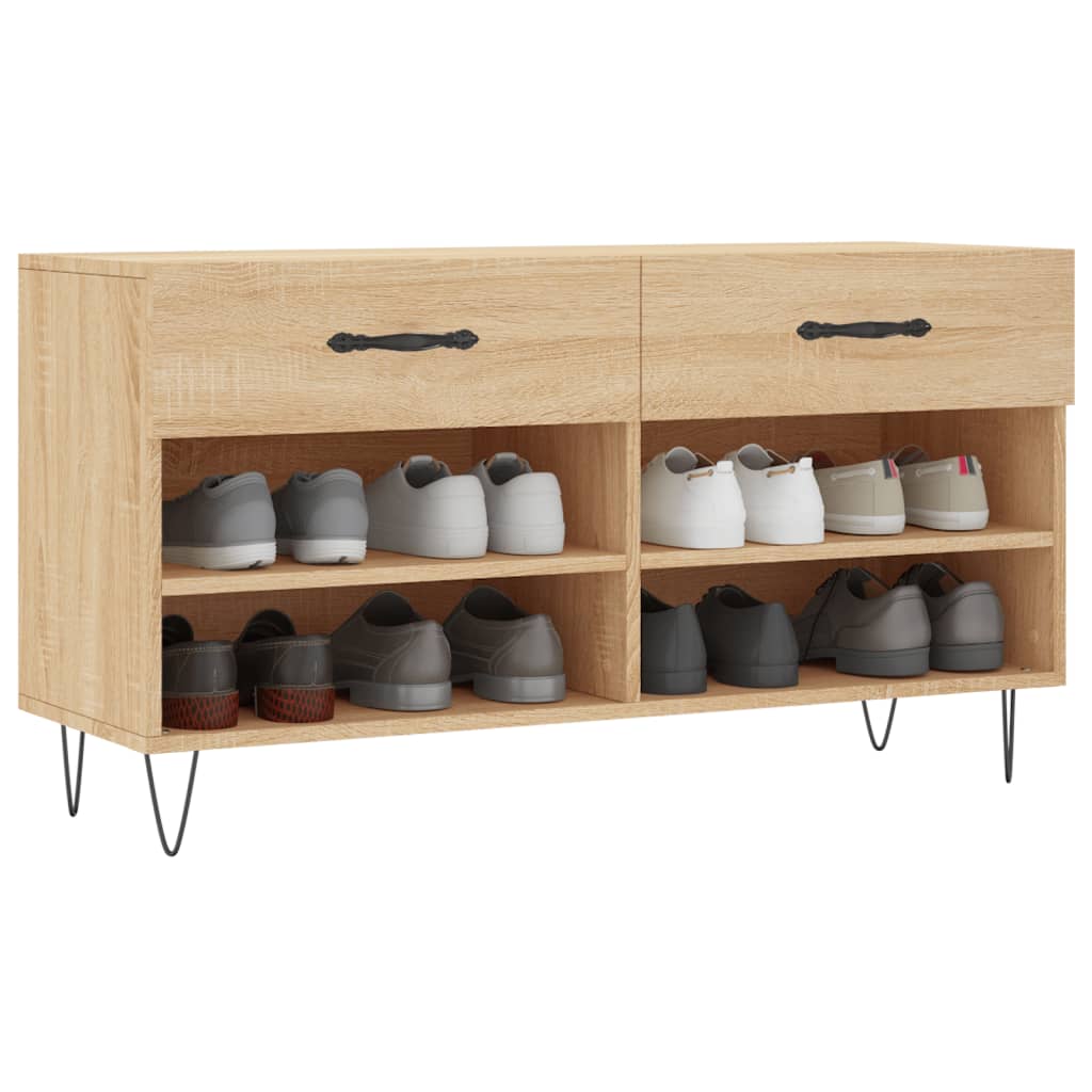Klupa za cipele boja hrasta 102 x 35 x 55 cm konstruirano drvo