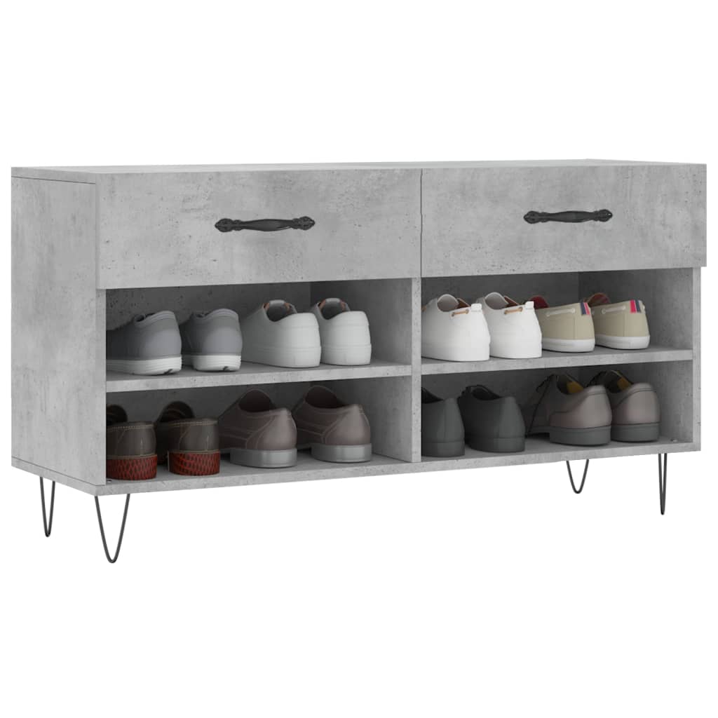 Klupa za cipele siva boja betona 102x35x55 cm konstruirano drvo