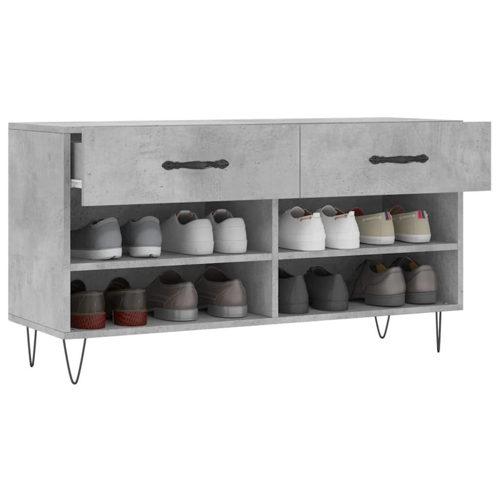Klupa za cipele siva boja betona 102x35x55 cm konstruirano drvo