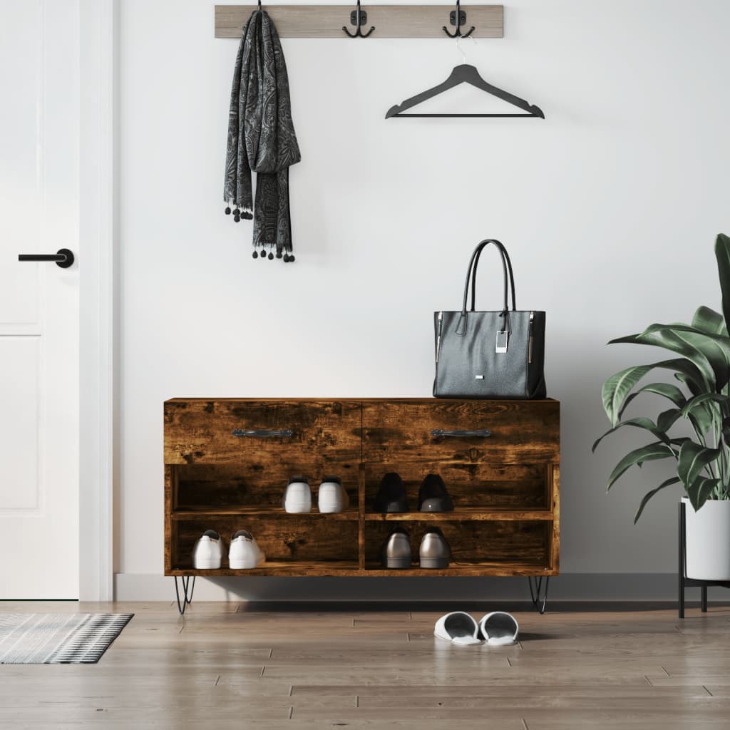 Klupa za cipele boja hrasta 102 x 35 x 55 cm konstruirano drvo