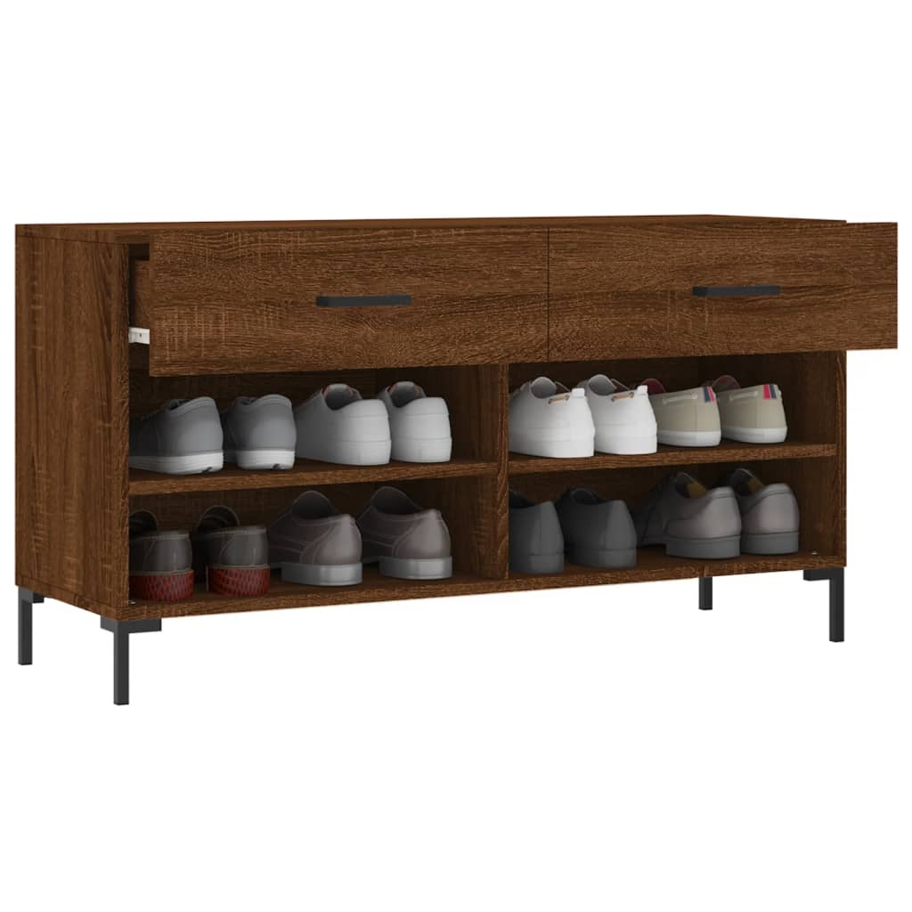 Klupa za cipele smeđa boja hrasta 102x35x55cm konstruirano drvo