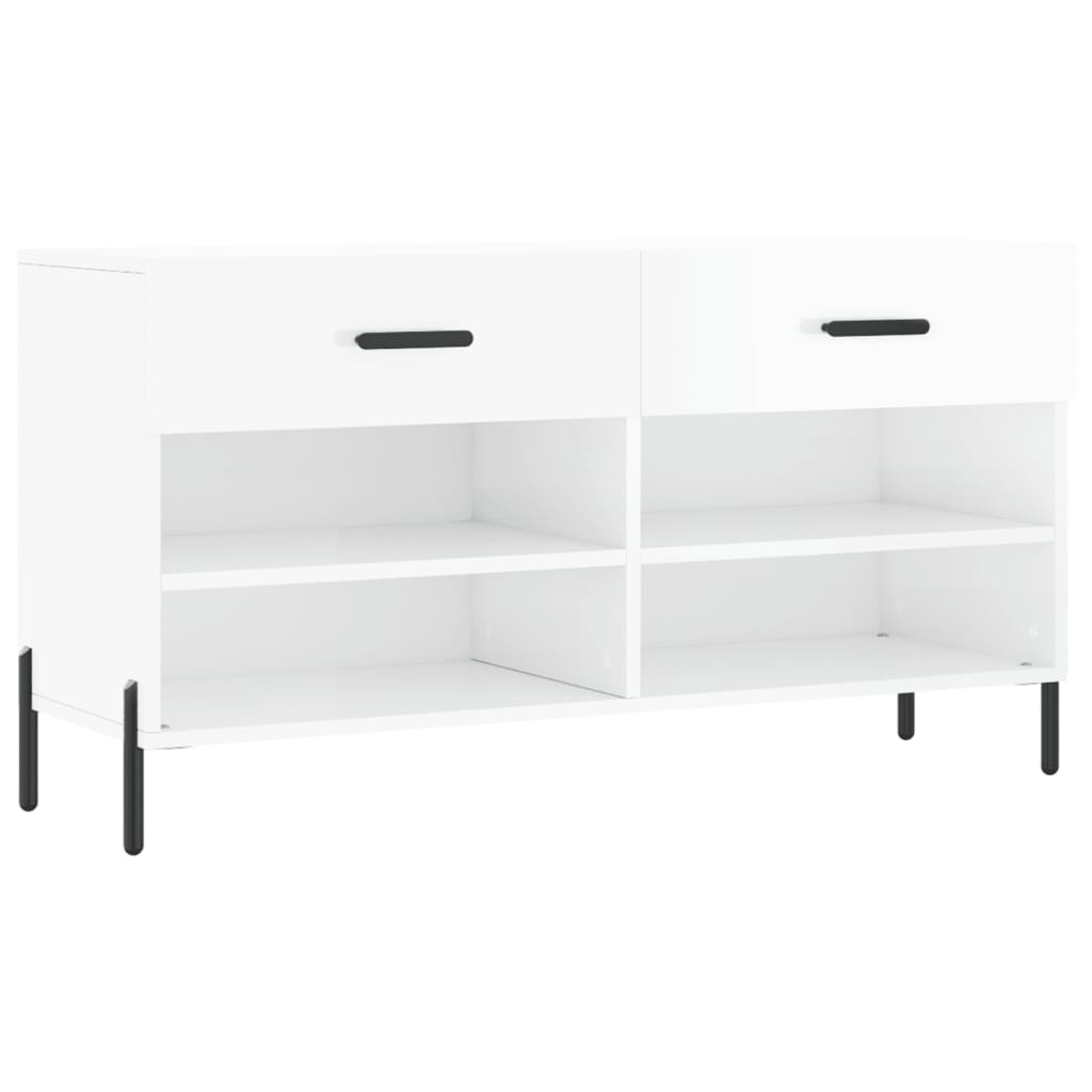 Klupa za cipele sjajna bijela 102x35x55 cm konstruirano drvo