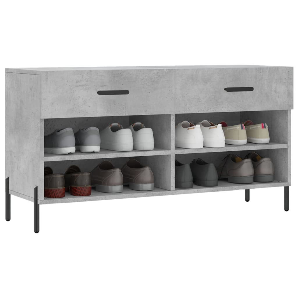 Klupa za cipele siva boja betona 102x35x55 cm konstruirano drvo
