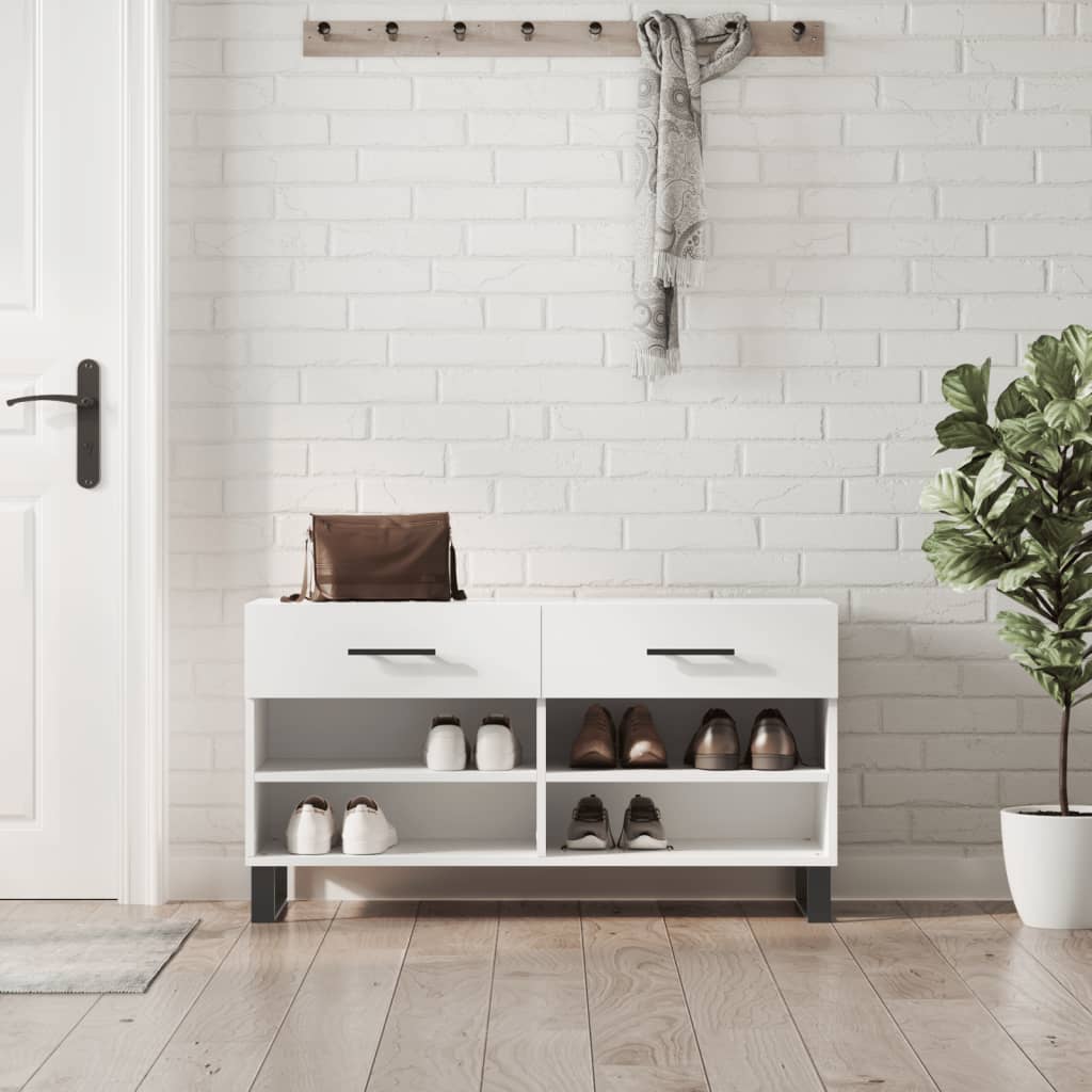 Klupa za cipele bijela 102 x 35 x 55 cm od konstruiranog drva