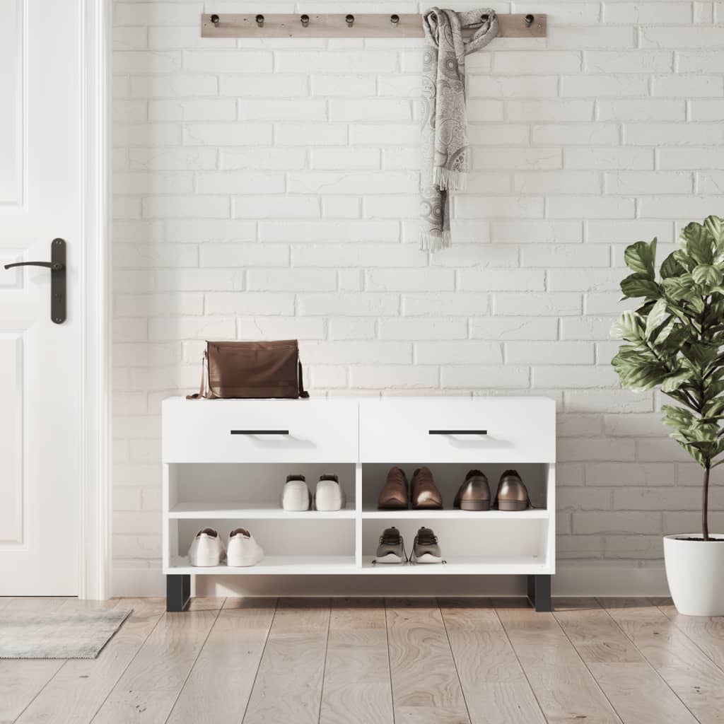 Klupa za cipele sjajna bijela 102x35x55 cm konstruirano drvo